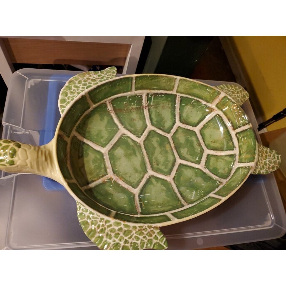 Pier 1 Large Serving Bowl Melamine Speedy the Turtle Green New